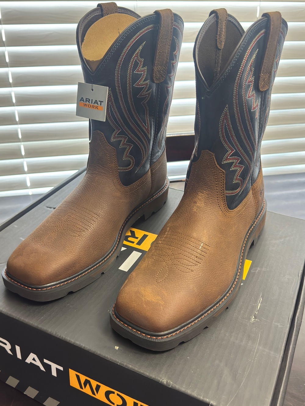 Ariat Brown and Black Western Work Boots